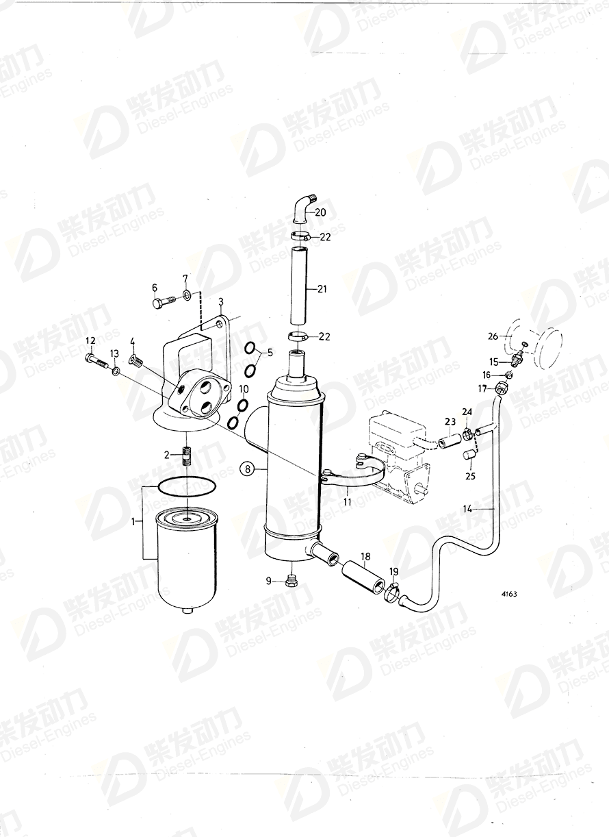 volvo penta Oil filter housing 466339 Drawing volvo penta Oil filter housing 466339 Drawing